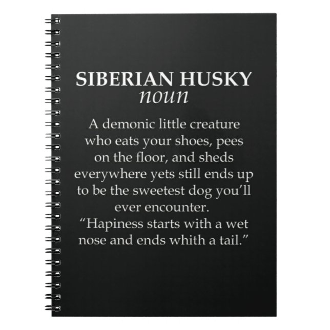 Cuaderno Funny Siberian Husky Gifts For Dog Lovers Animal  (Frente)