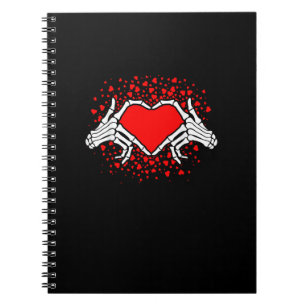 Cuaderno Funny Skeleton Hand Heart Día de San Valentín