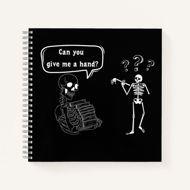 Cuaderno Funny Skeleton Pun ¿Me das la mano? (Anverso)