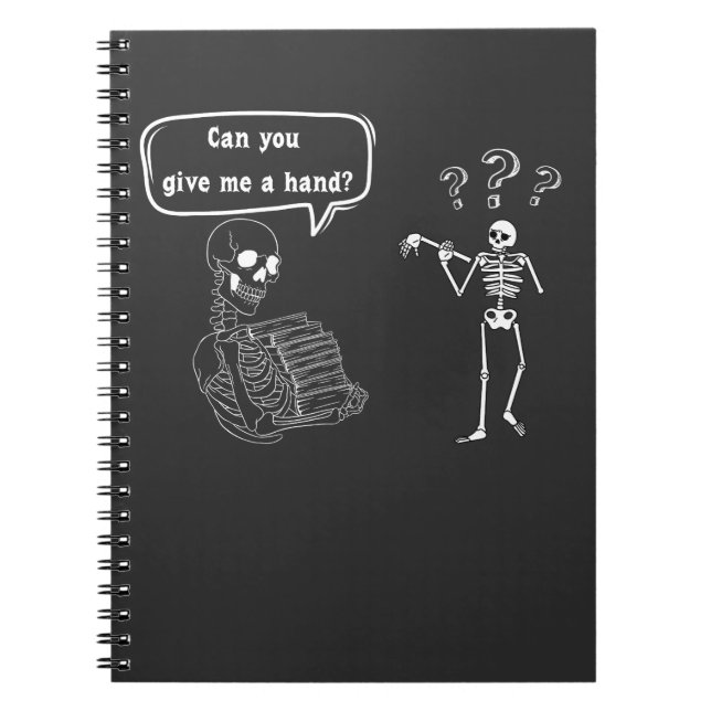 Cuaderno Funny Skeleton Pun ¿Me das la mano? (Frente)
