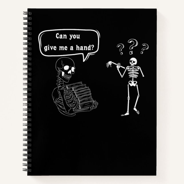 Cuaderno Funny Skeleton Pun ¿Me das la mano? (Anverso)