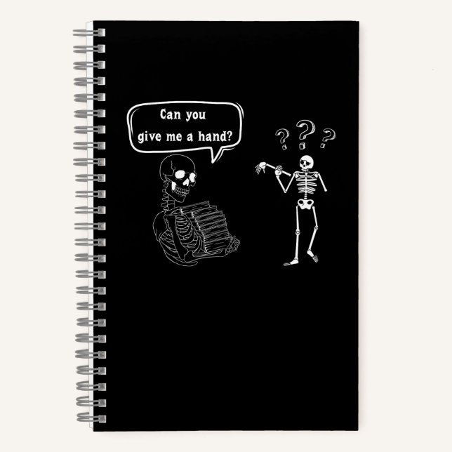 Cuaderno Funny Skeleton Pun ¿Me das la mano? (Anverso)