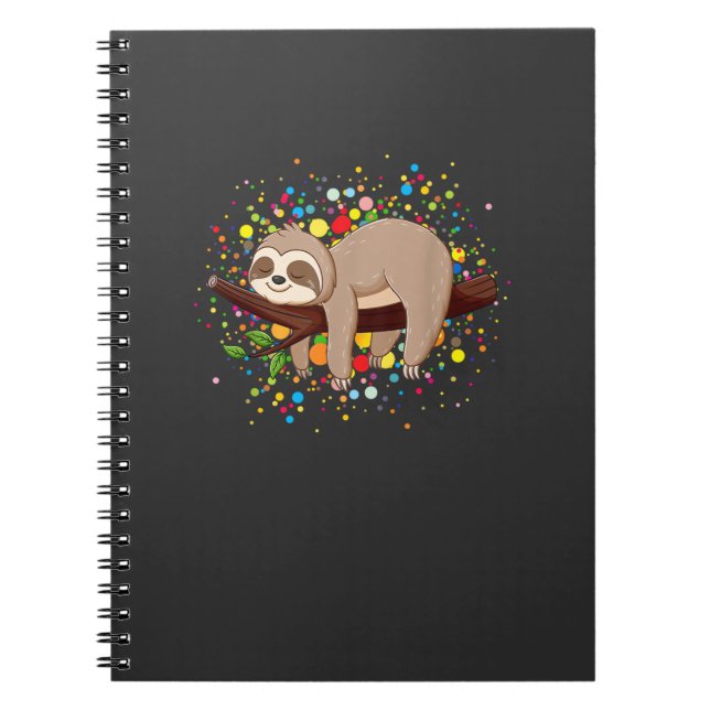 Cuaderno Funny Sloth Lovers Polka Dots Happy Dot Day Girls  (Frente)