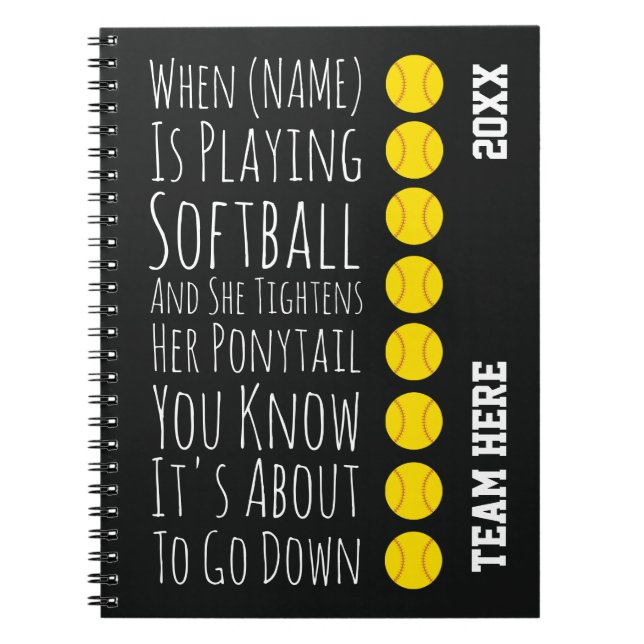 Cuaderno Funny Softball Gifts Player Team Girls Women Her (Frente)