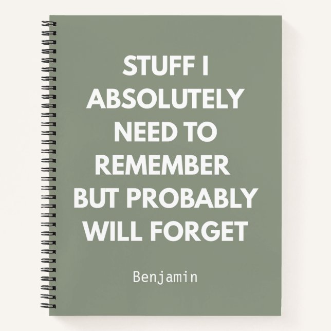 Cuaderno Funny "Stuff I Need To Remember"  Personalized (Anverso)