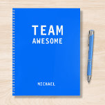 Cuaderno Funny Team Personalized Notes Office Meeting<br><div class="desc">Funny Team Personalized Notes Office Meeting Notebook incluye el texto "Team Awesome" con su nombre personalizado debajo en un fondo azul neón neutro de género. Personalice editando el texto en el cuadro de texto proporcionado. Diseñado por ©Evco Studio www.zazzle.com/store/evcostudio</div>