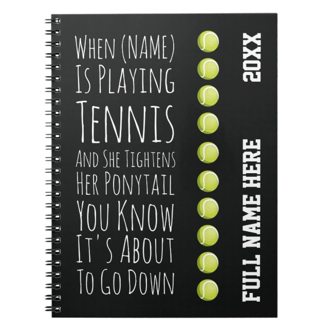 Cuaderno Funny Tennis Girls Gifts For Her Player Women Teen (Frente)