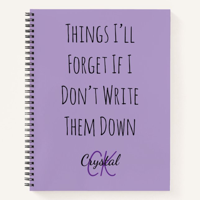 Cuaderno Funny Things I’ll Forget If I Dont Write Them Down (Anverso)