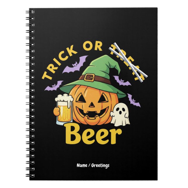 Cuaderno Funny Trick Or Treat Halloween Beer Party Design  (Frente)