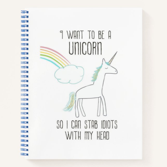 Cuaderno Funny Unicornio Ilustracion diciendo (Anverso)
