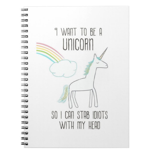 Cuaderno Funny Unicornio Ilustracion diciendo (Frente)