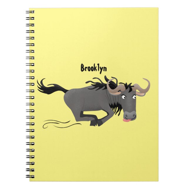 Cuaderno Funny Wildebeest corriendo ilustracion personaliza (Frente)