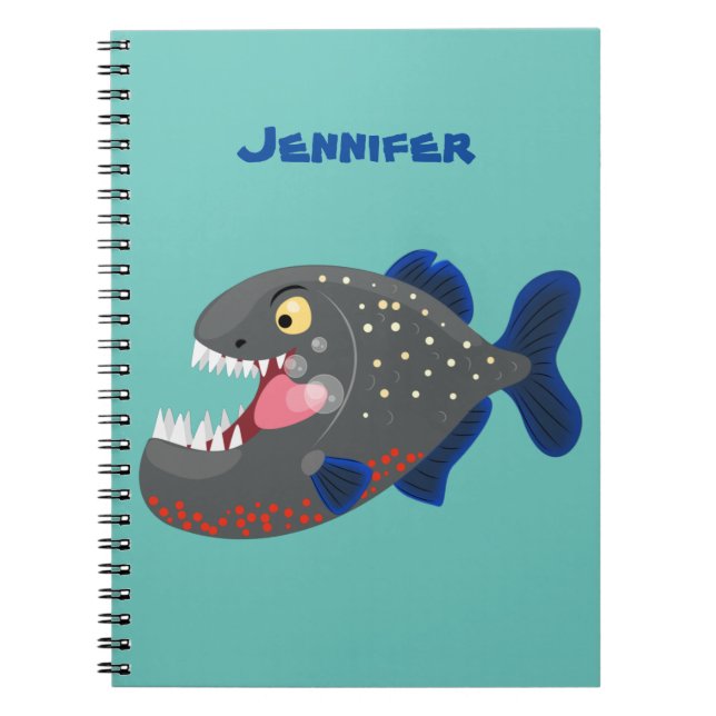 Cuaderno Furioso ilustracion personalizado de piranha (Frente)