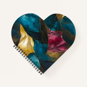 Cuaderno Fusión de mármol teal y dorado de medianoche