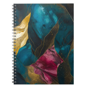 Cuaderno Fusión de mármol teal y dorado de medianoche