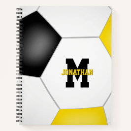 Cuaderno fútbol con colores de equipo de oro negro monogram