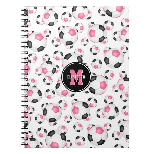 Cuaderno fútbol de niñas negras y rosas (Frente)
