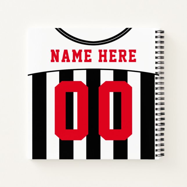 Cuaderno Fútbol personalizado Black & White Jersey (Reverso)