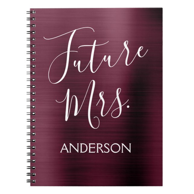 Cuaderno Futura Sra. Burgundy Purple Bridal Shower Planner (Frente)