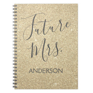 Cuaderno Future Mrs Luxury Gold Sparkle Purpurina