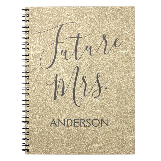 Cuaderno Future Mrs Luxury Gold Sparkle Purpurina (Frente)