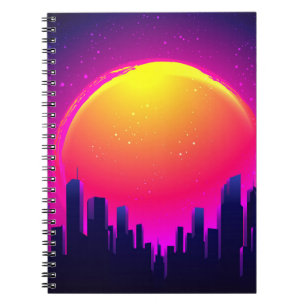 Cuaderno Futurismo retro. ilustracion futurista de ondas si
