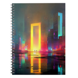 Cuaderno Futuristic City with Radiant Neon Portal