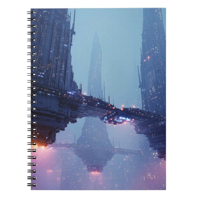 Cuaderno Futuristic Cityscape with Hovering Structures (Frente)