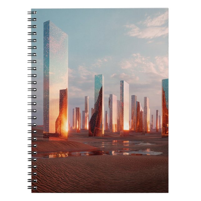 Cuaderno Futuristic Surreal Mirror Towers In Desert (Frente)