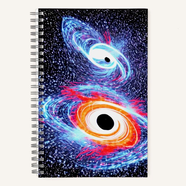 Cuaderno Futuro galáctico del Naranja rojo azul cósmico (Anverso)