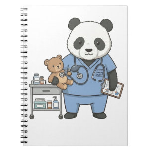 Cuaderno Futuro Panda Enfermero: Adorable Estudiante de Med