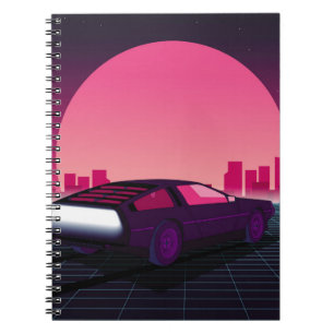 Cuaderno Futuro retro. Fondo de ciencia ficción estilo años