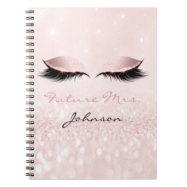 Cuaderno Futuro Sra. Bridal Pink Makeup Purpurina Nombre Sp (Frente)