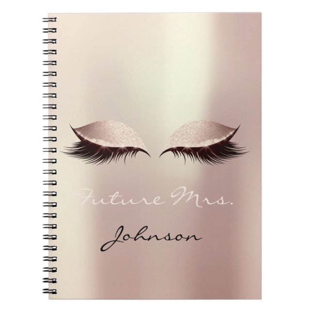 Cuaderno Futuro Sra. Bridal Pink Makeup Purpurina Nombre Sp (Frente)