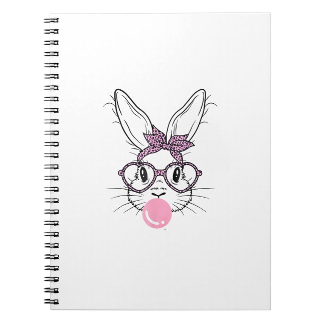 Cuaderno Gafas de leopardo de cara de conejo Chicle Día de  (Frente)