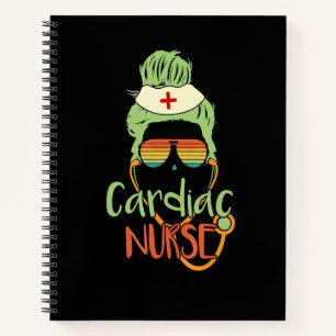 Cuaderno Gafas de puesta de sol retro para enfermera cardía