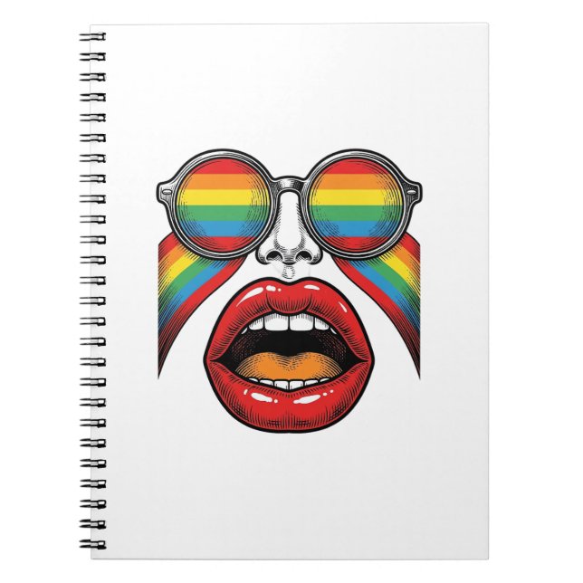 Cuaderno Gafas de sol arcoíris retro diseño vectorial de la (Frente)