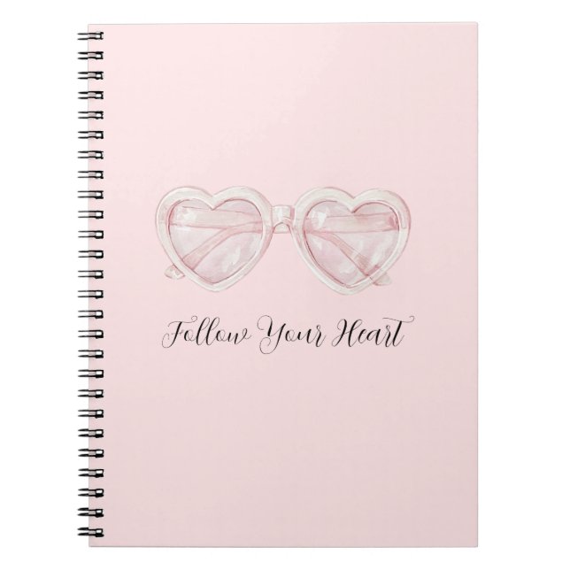 Cuaderno Gafas de sol con corazones de rosa sonrosado cita (Frente)