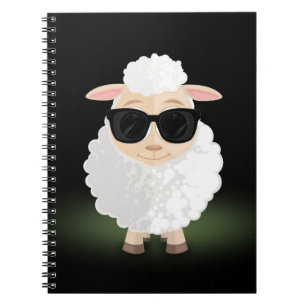 Cuaderno Gafas de sol Cool Sheep Neon Verde Estética de Dib