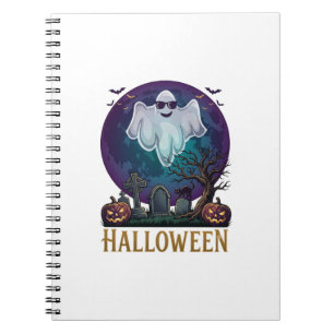 Cuaderno Gafas de sol de fantasma de Halloween Luna púrpura