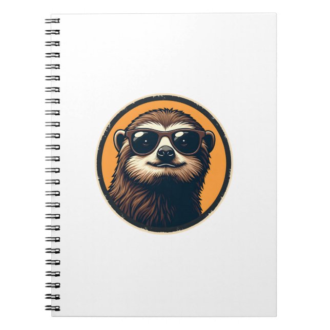 Cuaderno Gafas de sol de perezoso vintage Arte de insignia  (Frente)