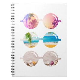 Cuaderno Gafas de sol de playa palmeras de sol viajar cuade