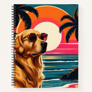 Cuaderno Gafas de sol para perros retro playa de la puesta