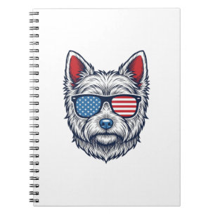 Cuaderno Gafas de sol patrióticas para perros Westie Arte v