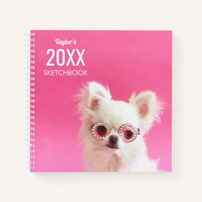 Cuaderno Gafas de sol personalizadas para cachorros lindos  (Anverso)