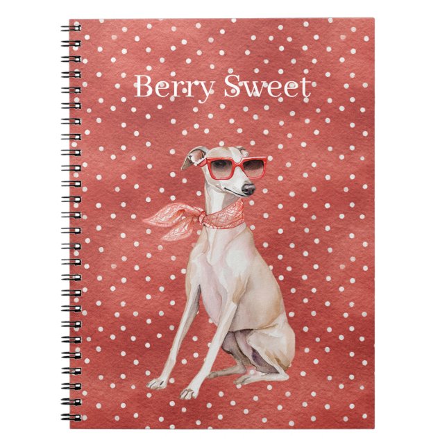Cuaderno Gafas de sol rojas con lunares blancos para perro  (Frente)