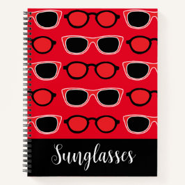Cuaderno Gafas de sol rojas negras personalizadas