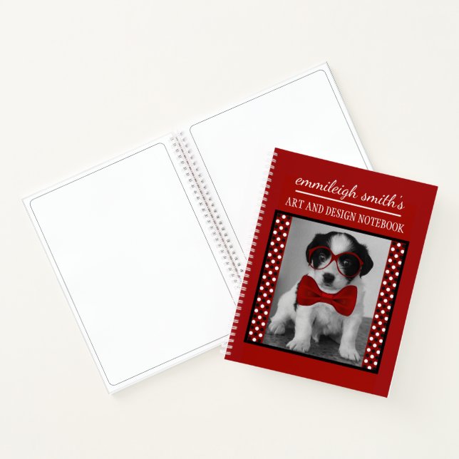 Cuaderno Gafas personalizadas para perros lindos de lunares (Interior)