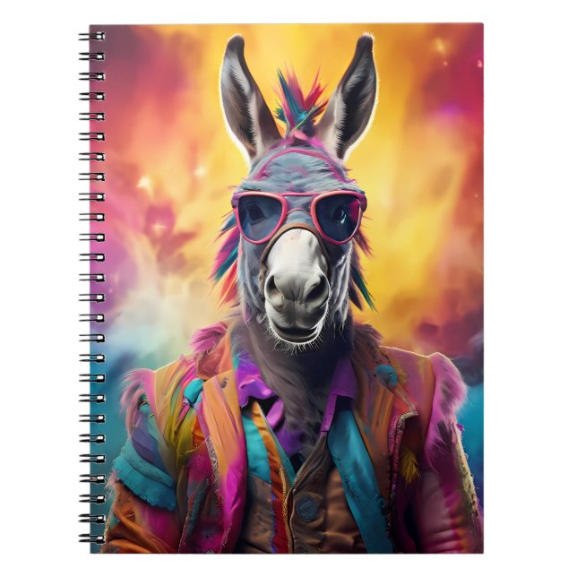 Cuaderno Gafas rosadas de burro, pelo arcoiris (Frente)
