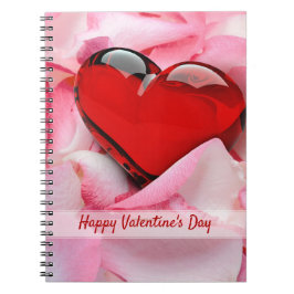 Cuaderno Gafas Rosas de corazón de vidrio rojo el día de Sa